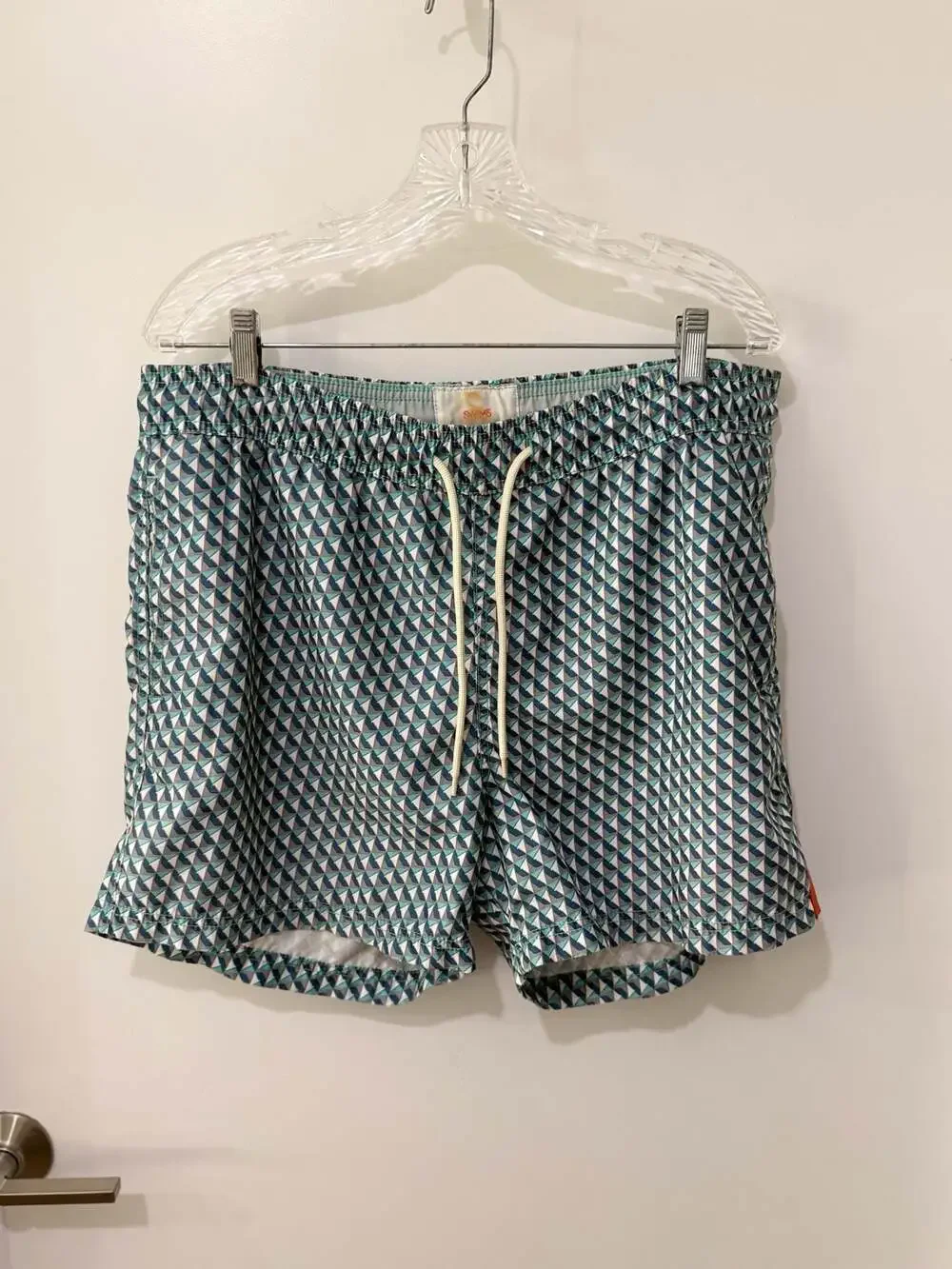 SWIMS Geometric Triangle Print Drawstring Swim Trunks Shorts Extra Large